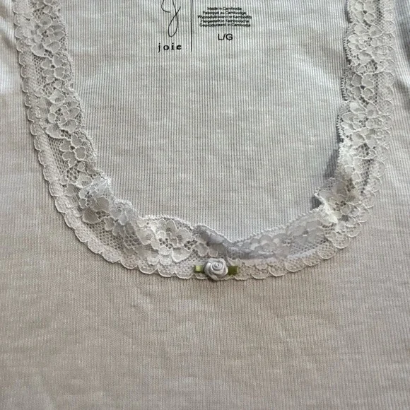 Joie Tank Top Women's L Lace Trim Ribbed Light Purple Coquette - Picture 3 of 9